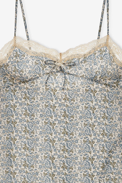 Primrose Midi Slip Dress Dusty Blue - For Love & Lemons