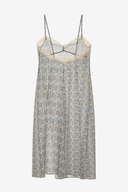Primrose Midi Slip Dress Dusty Blue - For Love & Lemons
