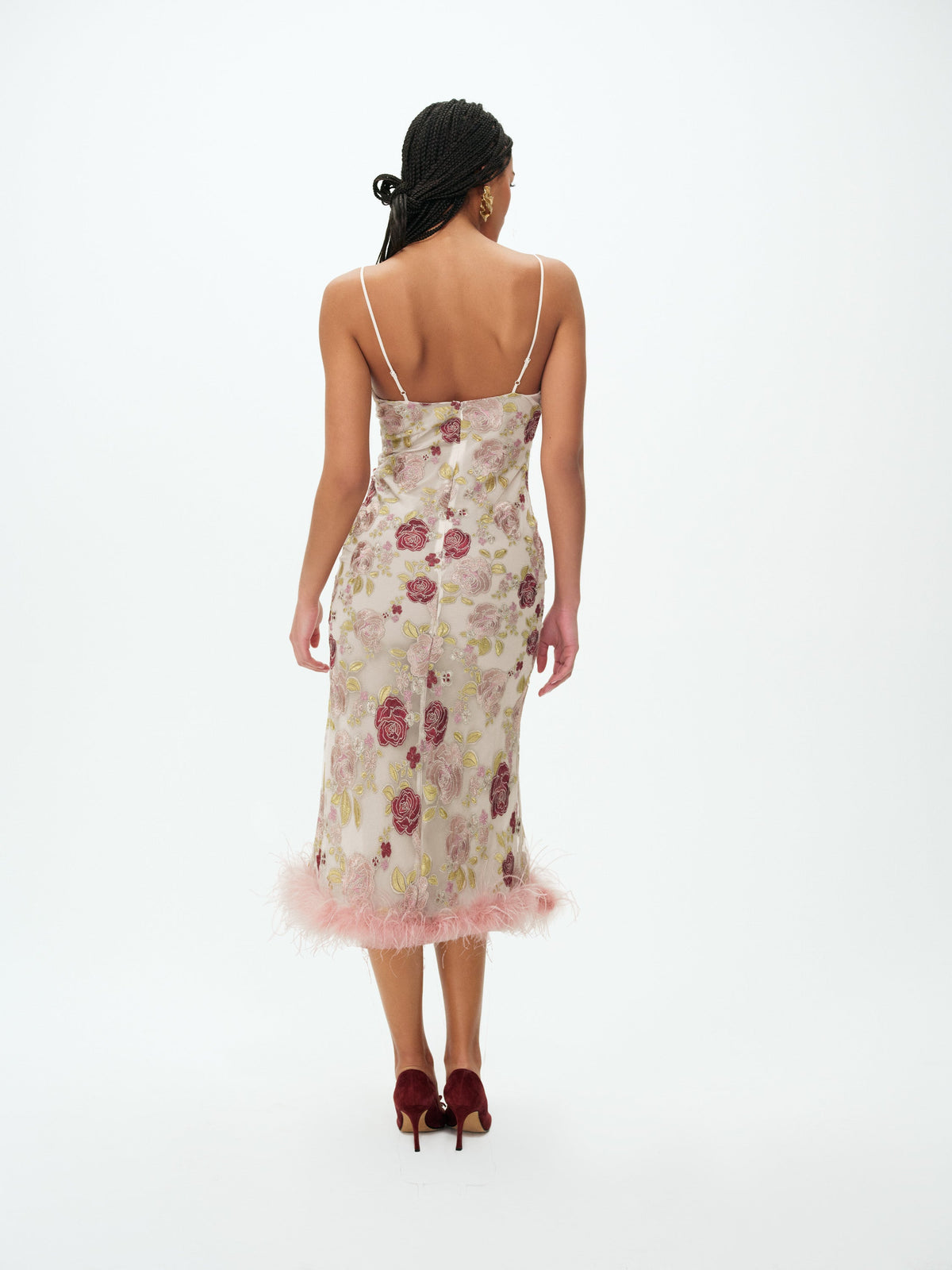 Josephine Floral Midi Dress Dusty Rose - For Love & Lemons