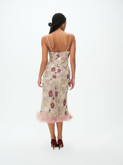 Josephine Floral Midi Dress Dusty Rose - For Love & Lemons