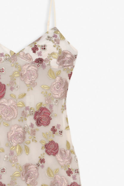 Josephine Floral Midi Dress Dusty Rose - For Love & Lemons