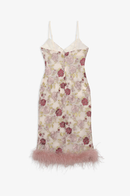 Josephine Floral Midi Dress Dusty Rose - For Love & Lemons