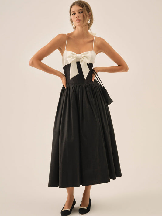 Emalie Taffeta Midi Dress Black - For Love & Lemons