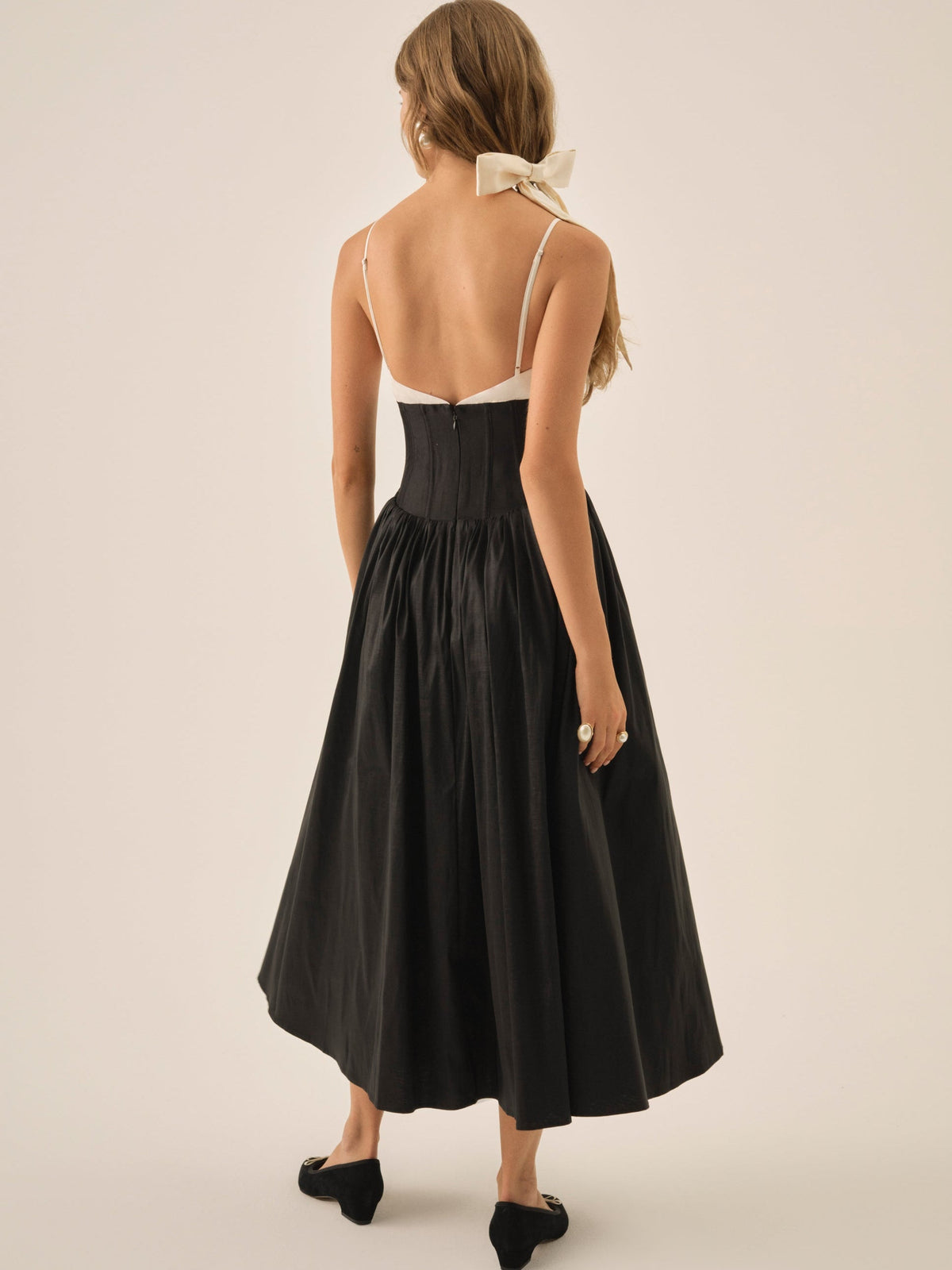 Emalie Taffeta Midi Dress Black - For Love & Lemons