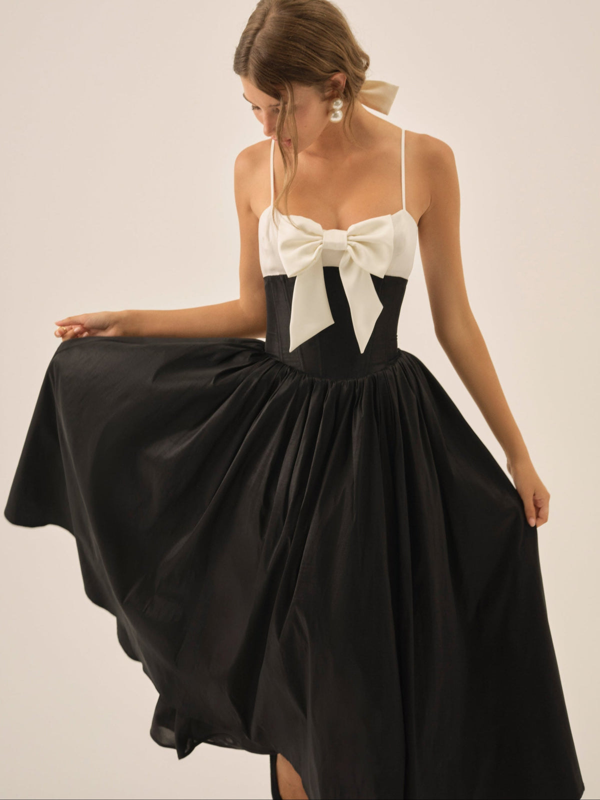 Emalie Taffeta Midi Dress Black - For Love & Lemons