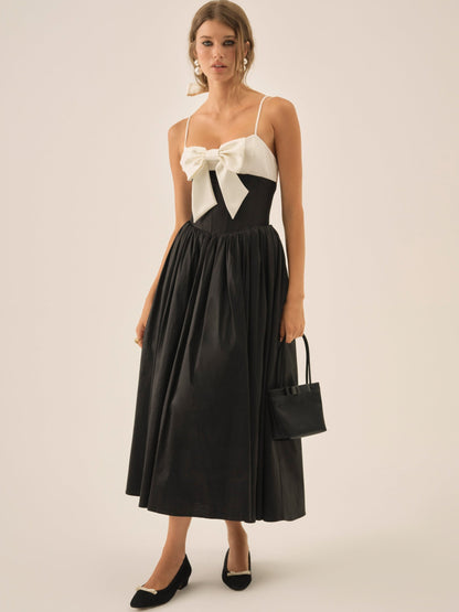 Emalie Taffeta Midi Dress Black - For Love & Lemons