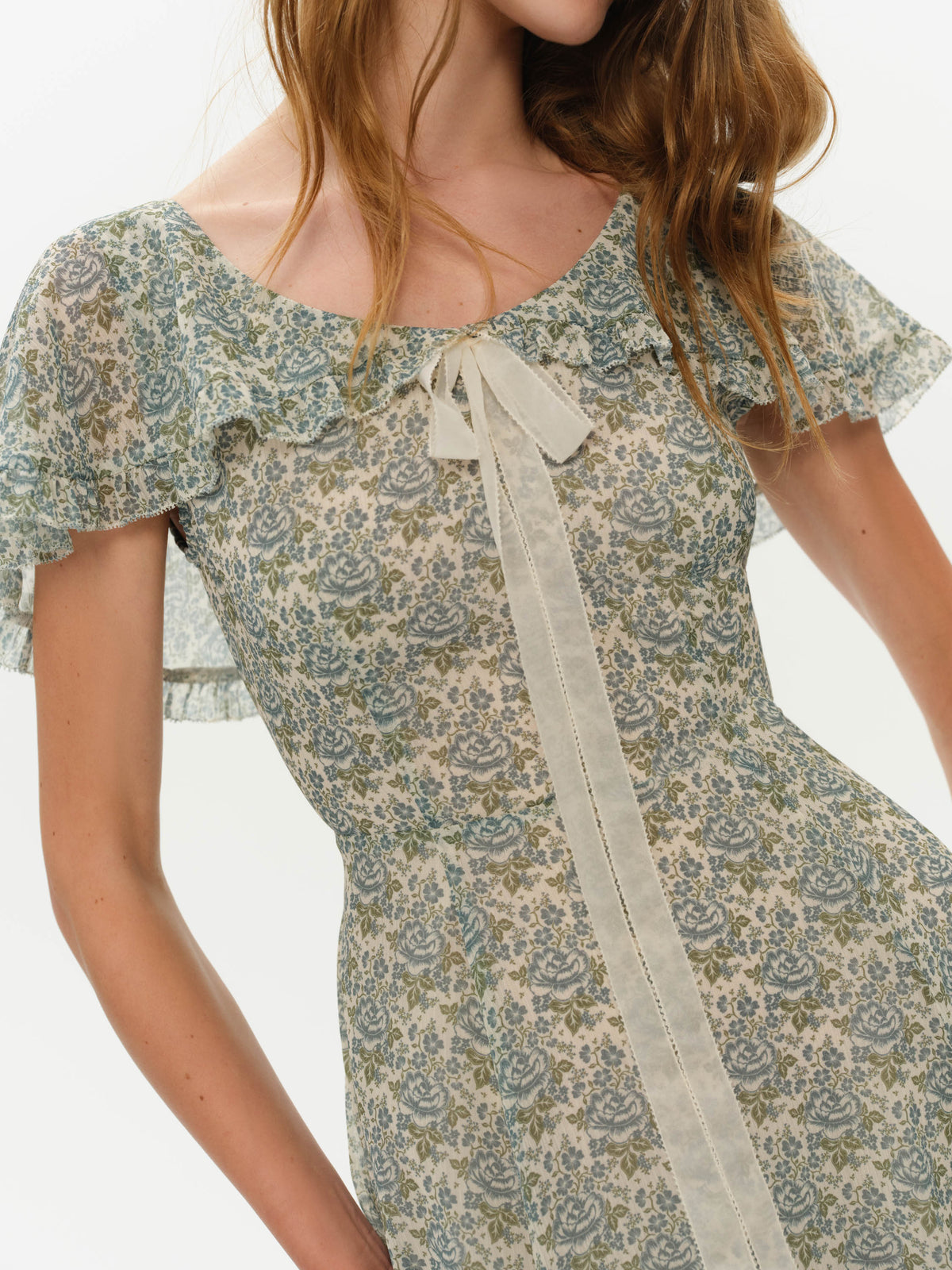 Primrose Posey Midi Dress Dusty Blue - For Love & Lemons
