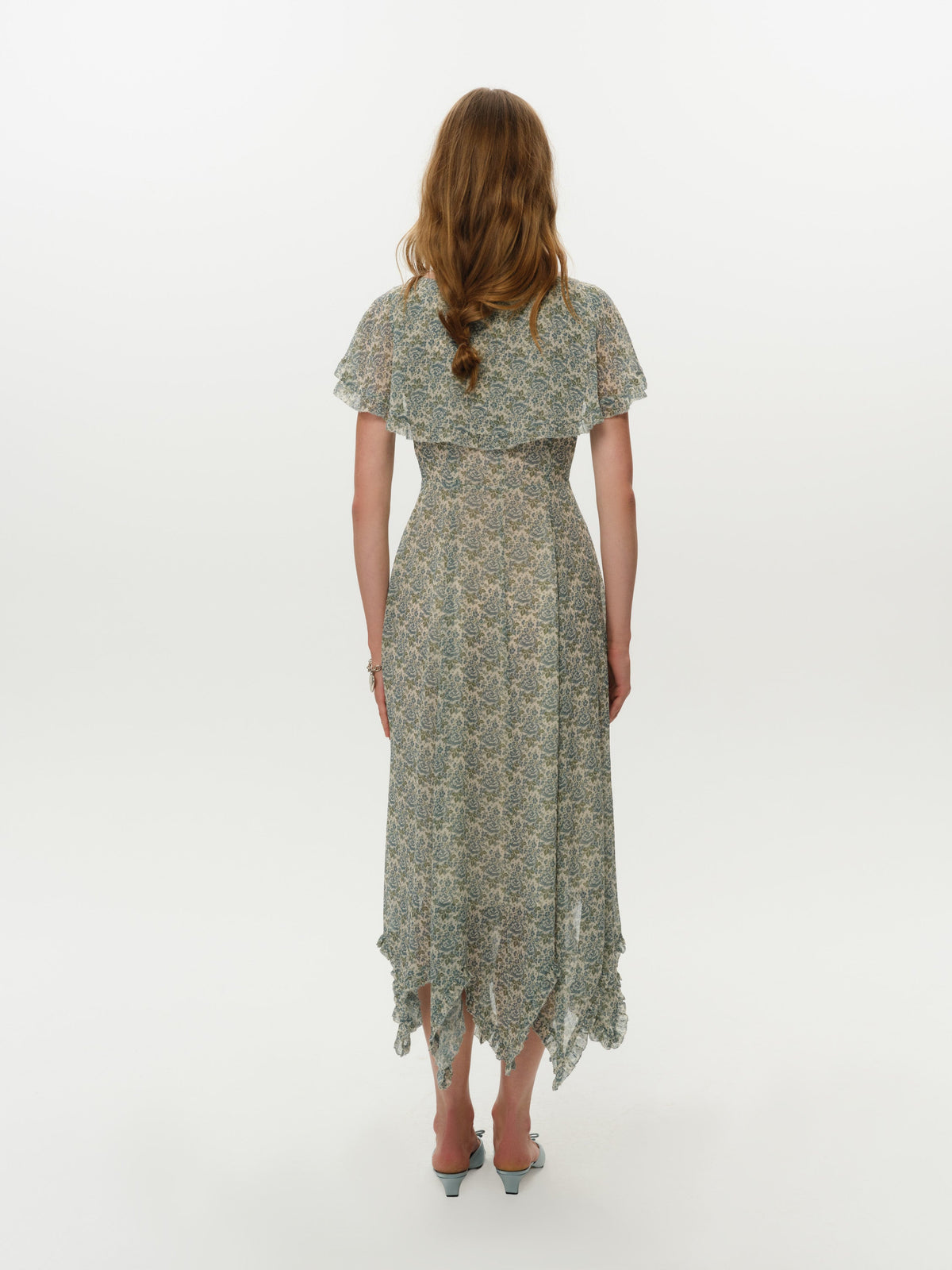 Primrose Posey Midi Dress Dusty Blue - For Love & Lemons