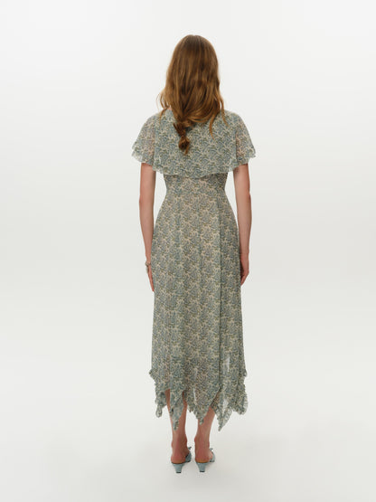 Primrose Posey Midi Dress Dusty Blue - For Love & Lemons