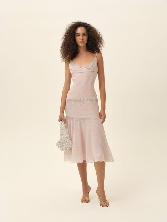 Fairy Dust Sparkle Midi Dress Pink - For Love & Lemons