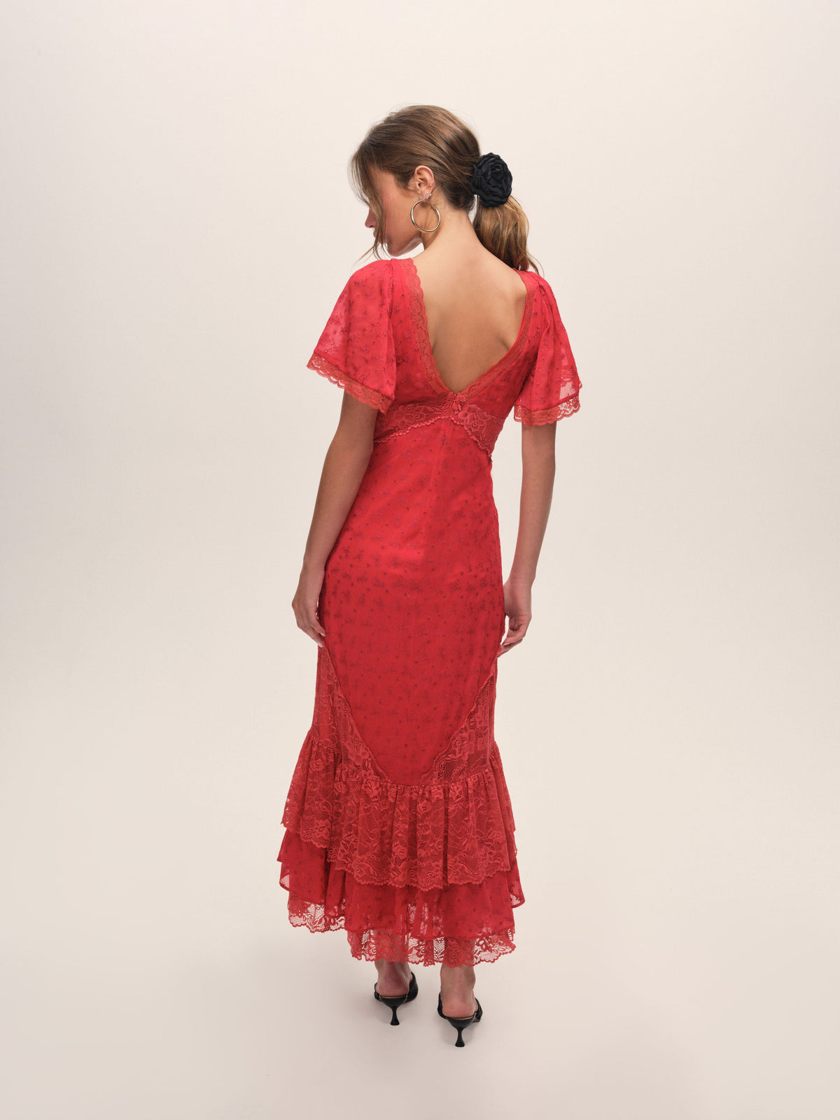 Hamptons Eyelet Maxi Dress Red - For Love & Lemons