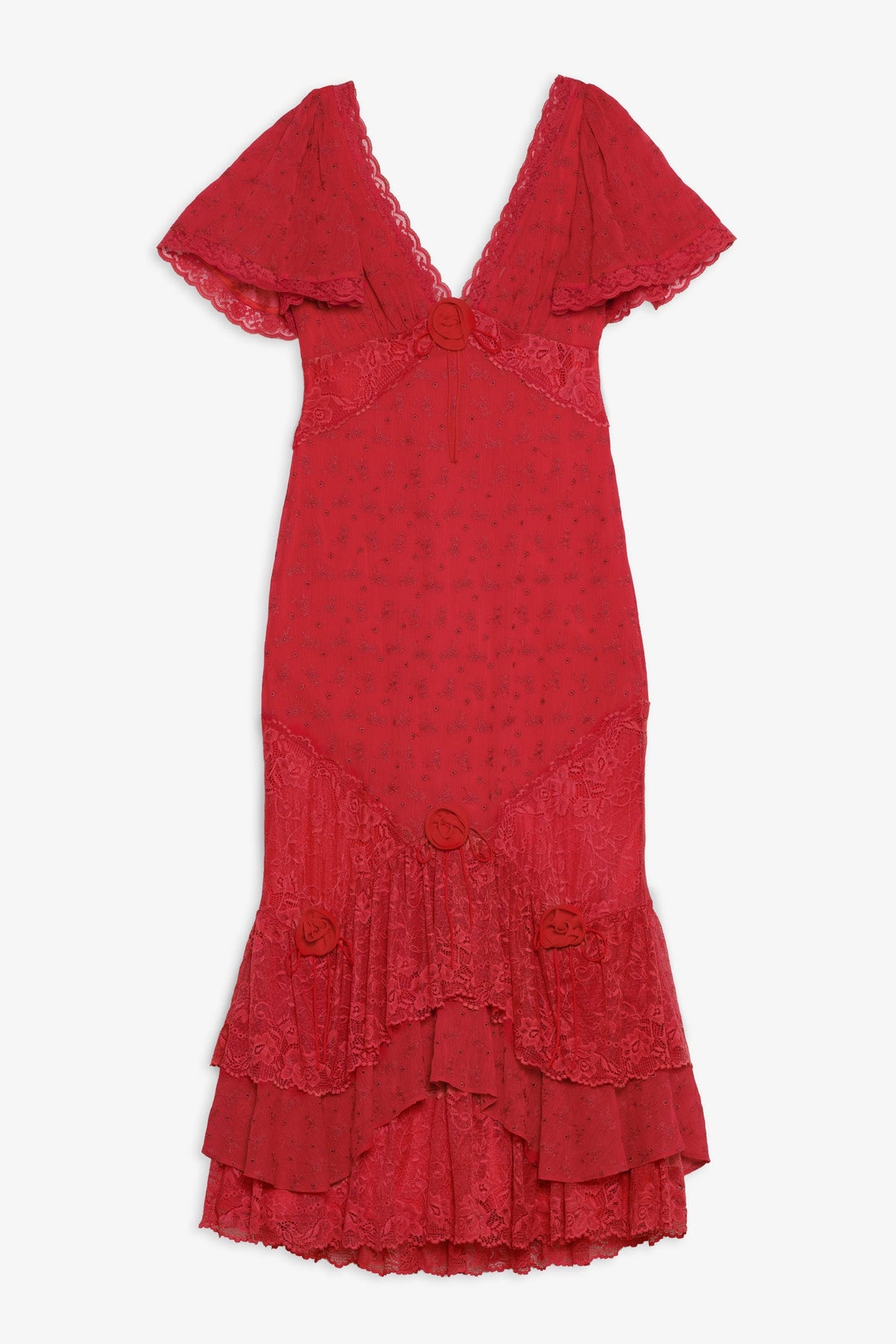 Hamptons Eyelet Maxi Dress Red - For Love & Lemons