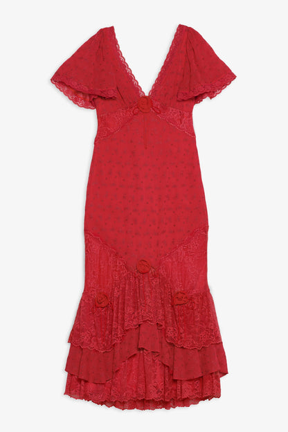 Hamptons Eyelet Maxi Dress Red - For Love & Lemons