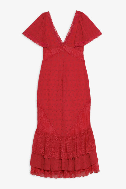 Hamptons Eyelet Maxi Dress Red - For Love & Lemons