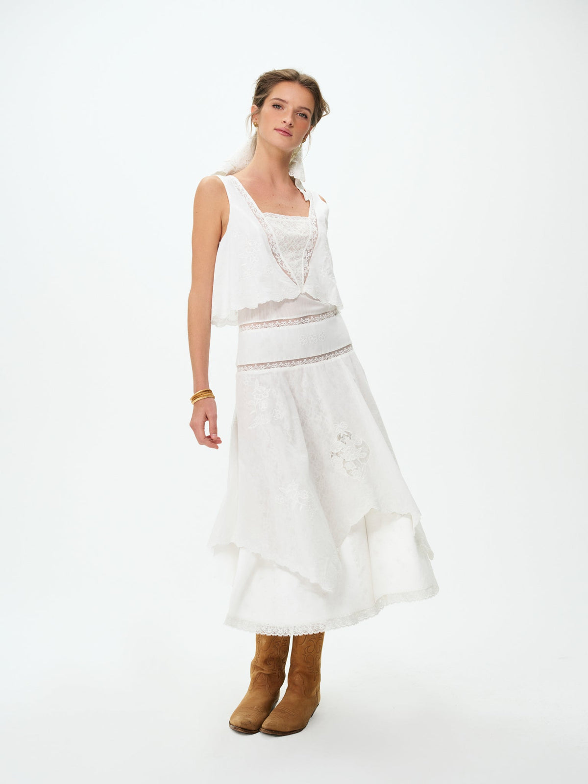 Brianna Midi Dress Cream - For Love & Lemons