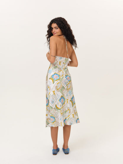 Tide Pool Midi Dress White Green - For Love & Lemons