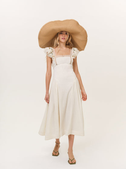 Leah Midi Dress Cream - For Love & Lemons