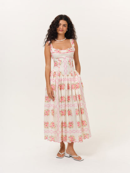 Tea Time Midi Dress Cream - For Love & Lemons