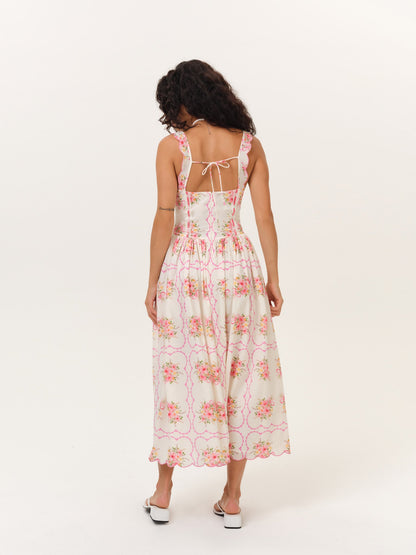Tea Time Midi Dress Cream - For Love & Lemons