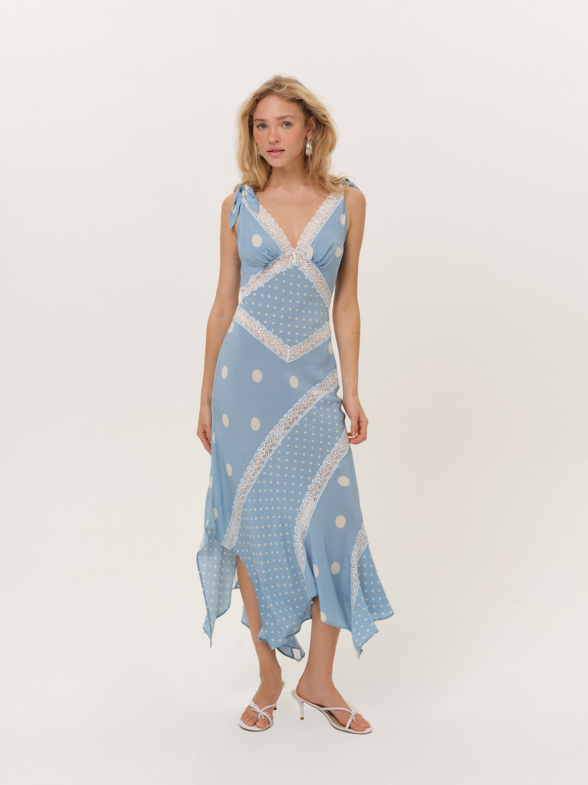 Stormie Dot Midi Dress Blue - For Love & Lemons