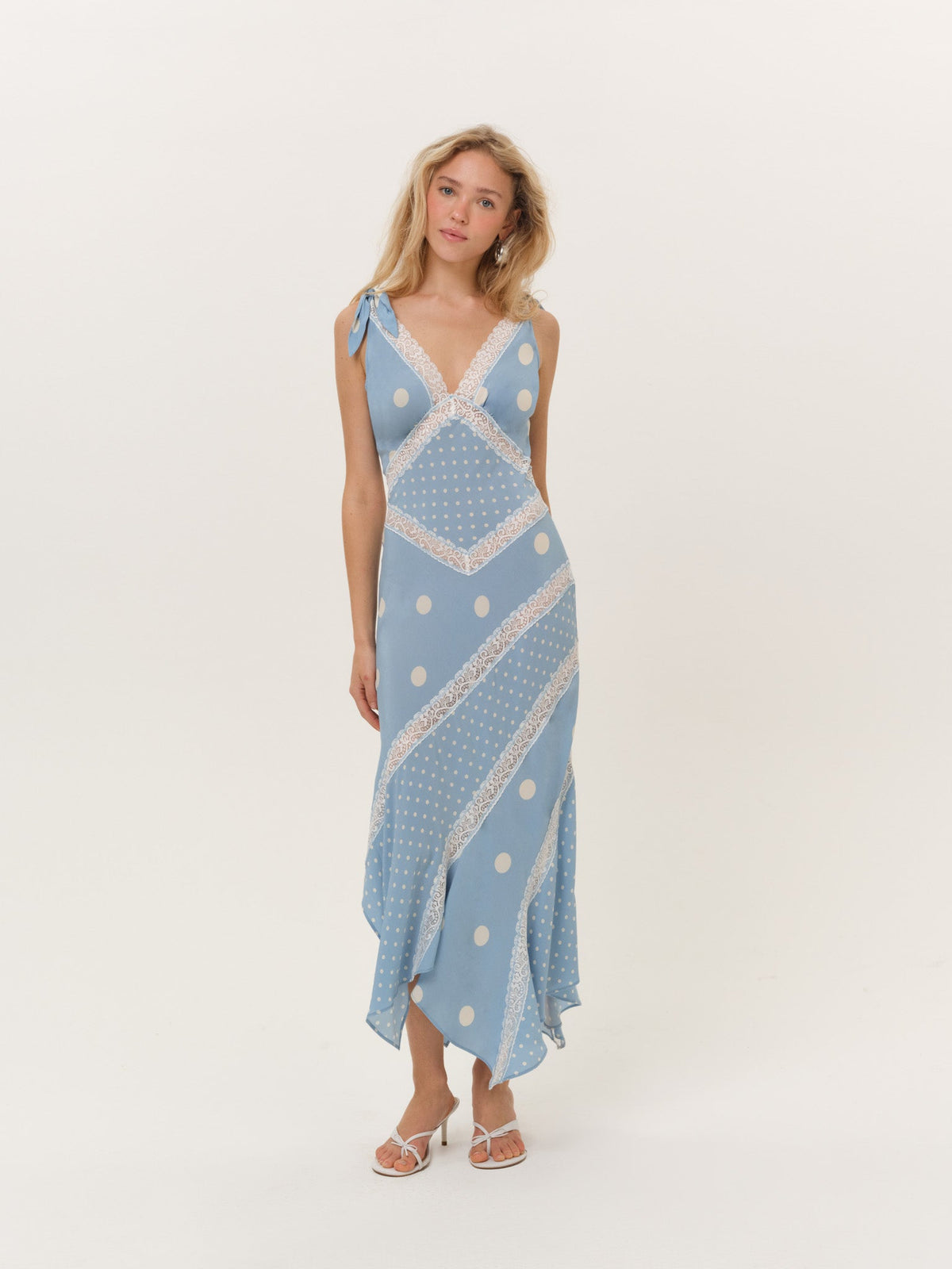 Stormie Dot Midi Dress Blue - For Love & Lemons