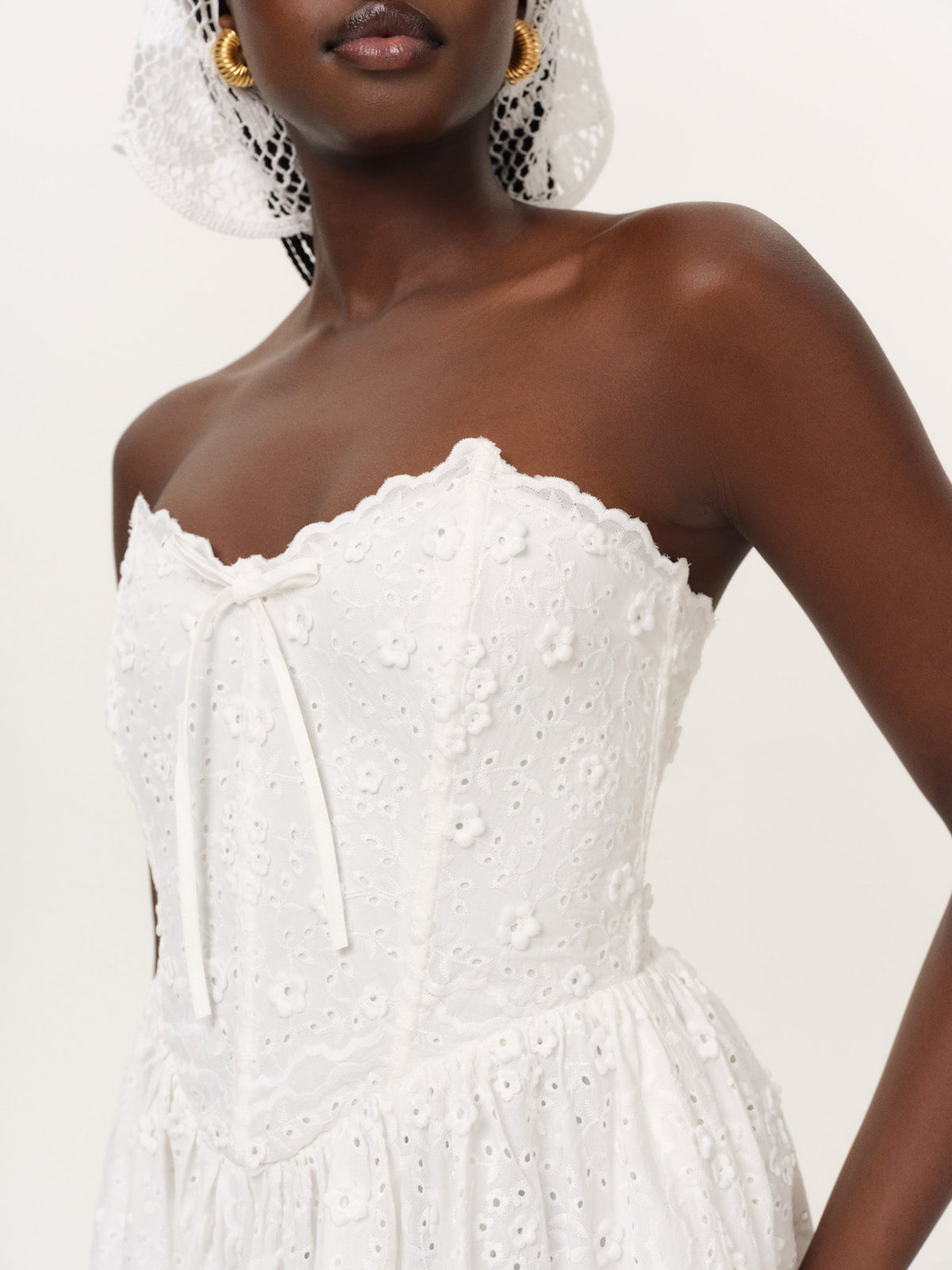 Laura Eyelet Midi Dress White - For Love & Lemons