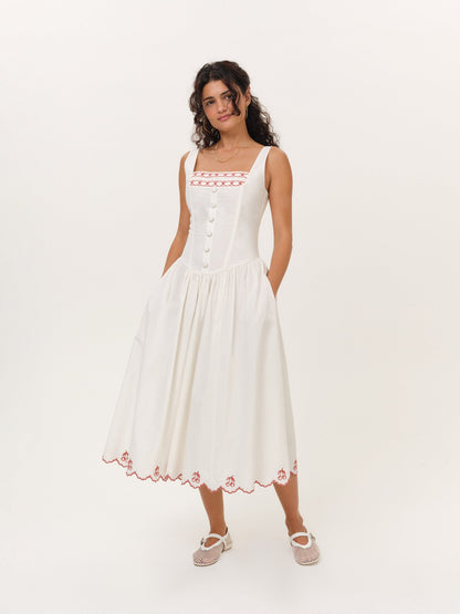 Emma Midi Dress White - For Love & Lemons