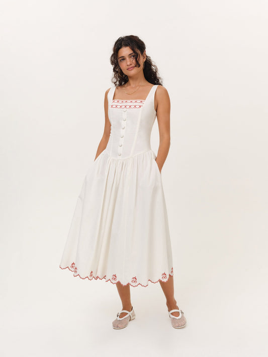 Emma Midi Dress White - For Love & Lemons