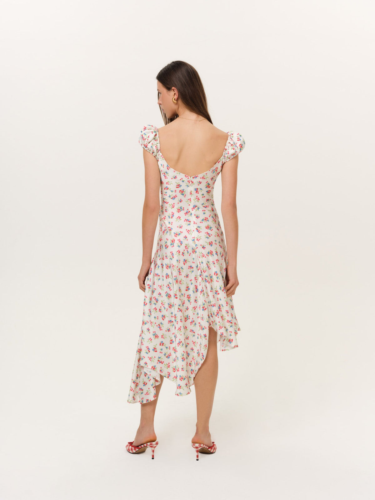 Cherry Mae Midi Dress Cream Red - For Love & Lemons