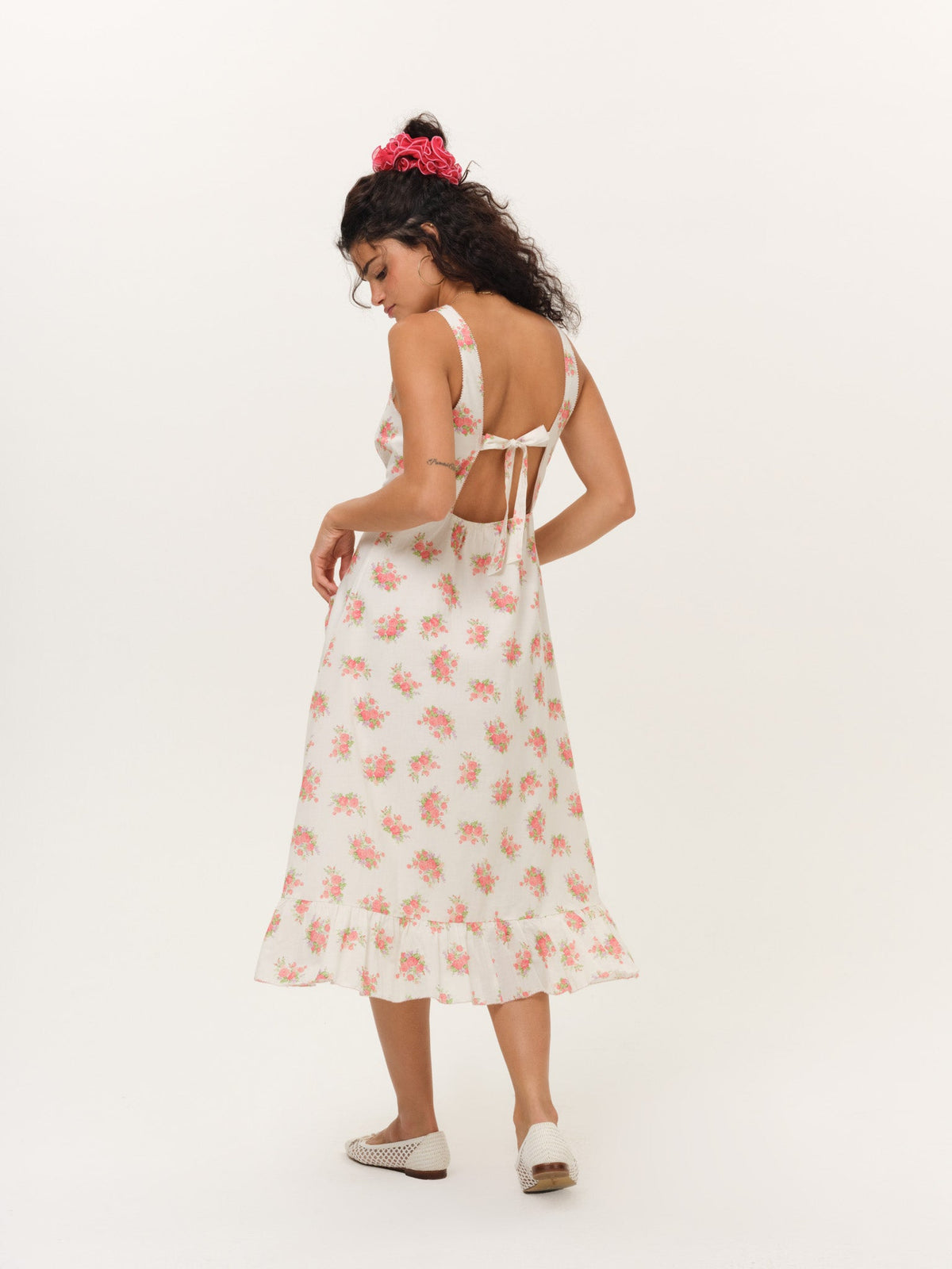Julianne Floral Midi Dress Cream - For Love & Lemons