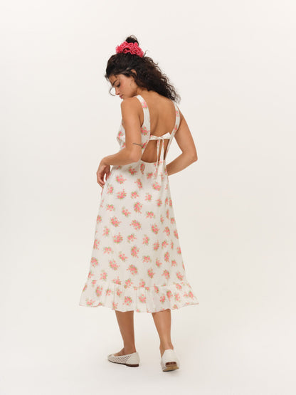 Julianne Floral Midi Dress Cream - For Love & Lemons