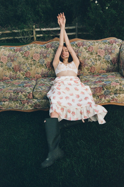 Julianne Floral Midi Dress Cream - For Love & Lemons