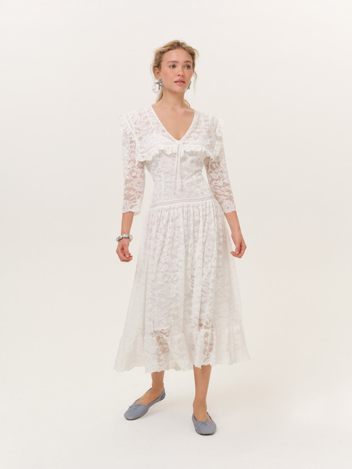 Lost at Sea Midi Dress Cream - For Love & Lemons