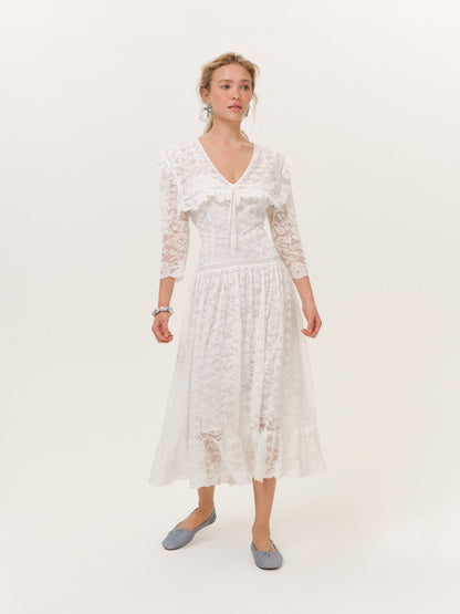 Lost at Sea Midi Dress Cream - For Love & Lemons