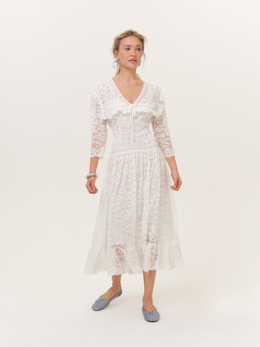 Lost at Sea Midi Dress Cream - For Love & Lemons