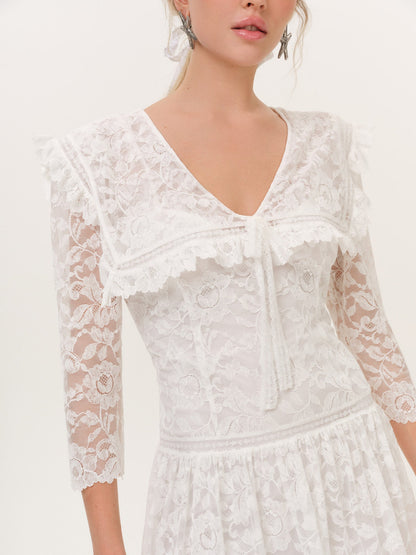 Lost at Sea Midi Dress Cream - For Love & Lemons
