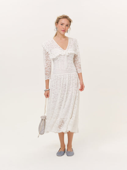 Lost at Sea Midi Dress Cream - For Love & Lemons