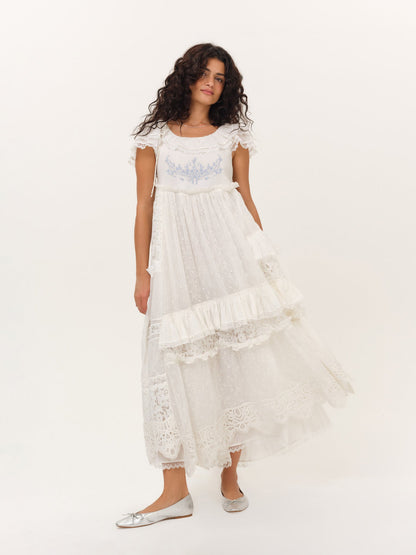 Ariel Midi Dress White - For Love & Lemons