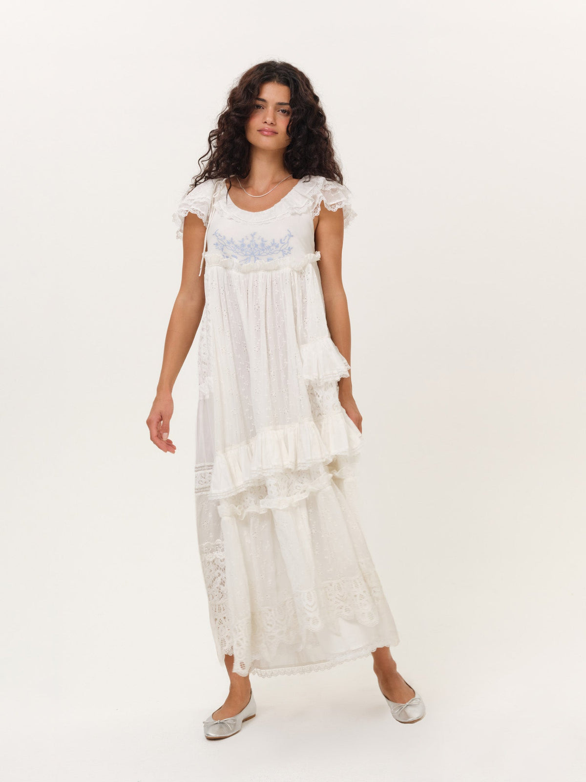 Ariel Midi Dress White - For Love & Lemons