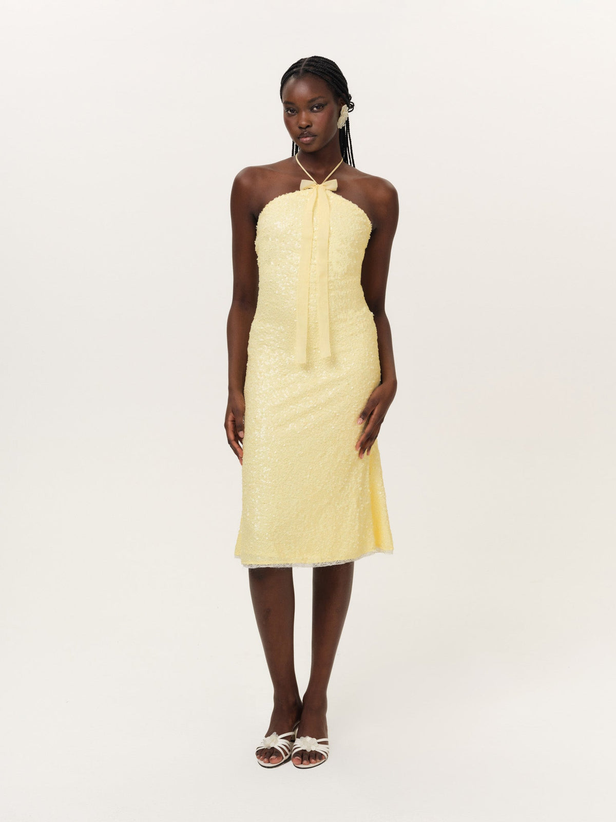 Lela Sequin Midi Dress Yellow - For Love & Lemons