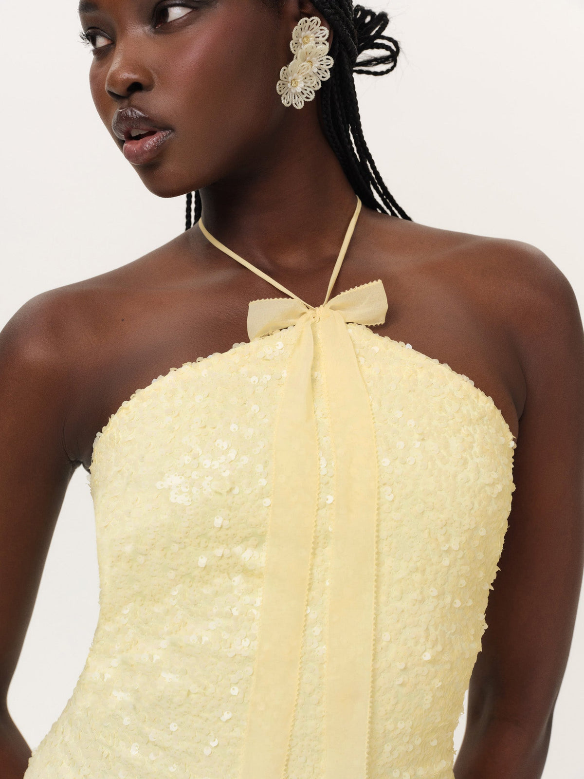 Lela Sequin Midi Dress Yellow - For Love & Lemons