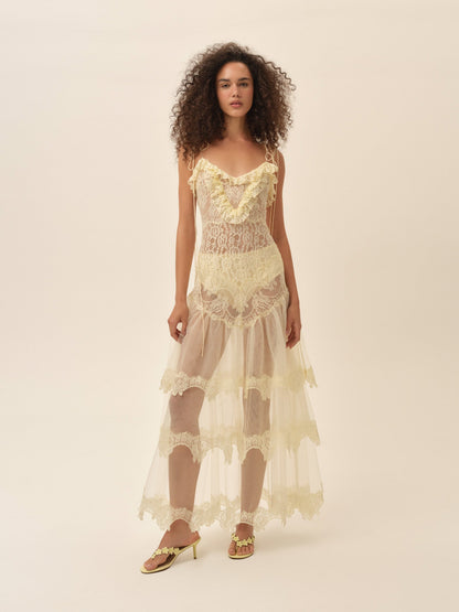 Adeline Lace Maxi Dress Vintage Cream - For Love & Lemons