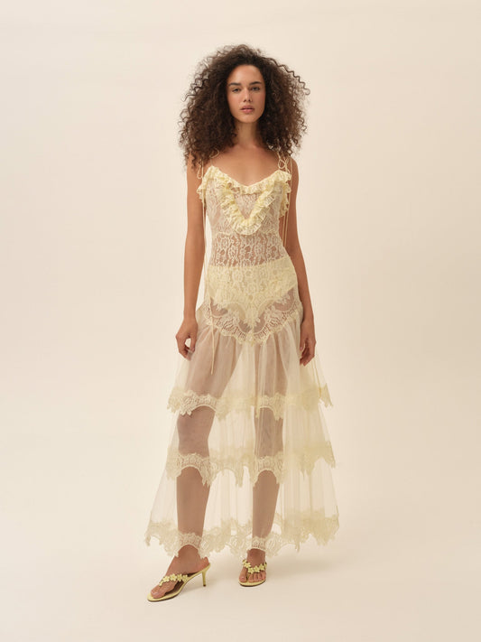 Adeline Lace Maxi Dress Vintage Cream - For Love & Lemons