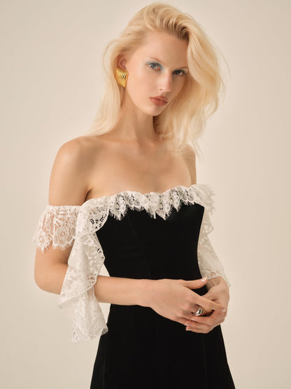 La Vie En Bow Velvet Maxi Dress Black - For Love & Lemons