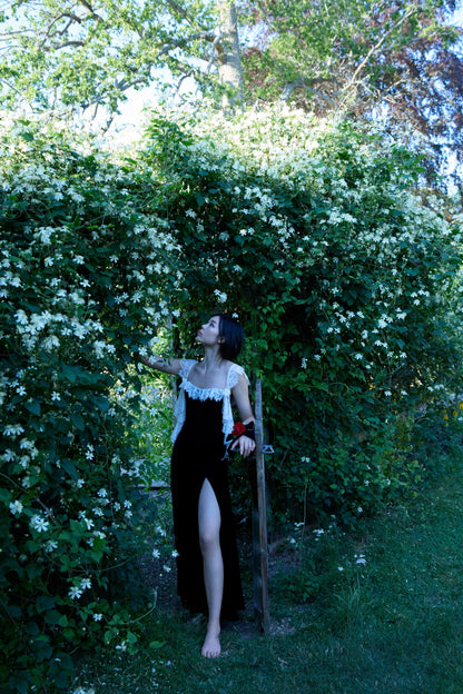 La Vie En Bow Velvet Maxi Dress Black - For Love & Lemons