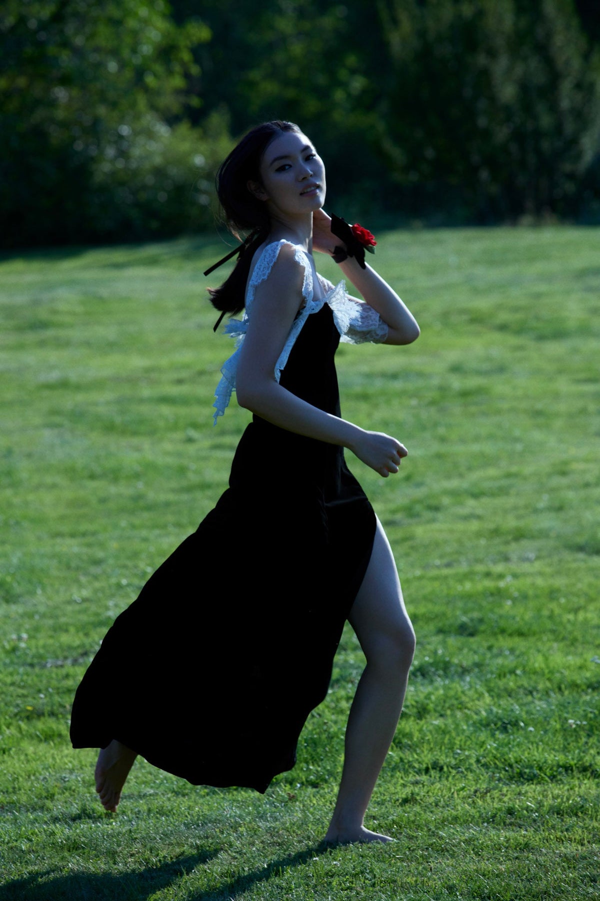 La Vie En Bow Velvet Maxi Dress Black - For Love & Lemons