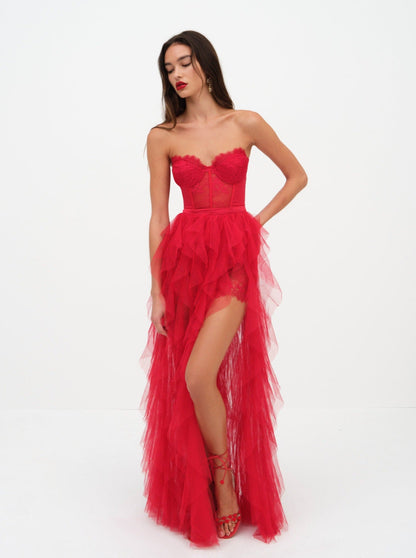 Bustier Gown Red - For Love & Lemons