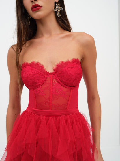 Bustier Gown Red - For Love & Lemons
