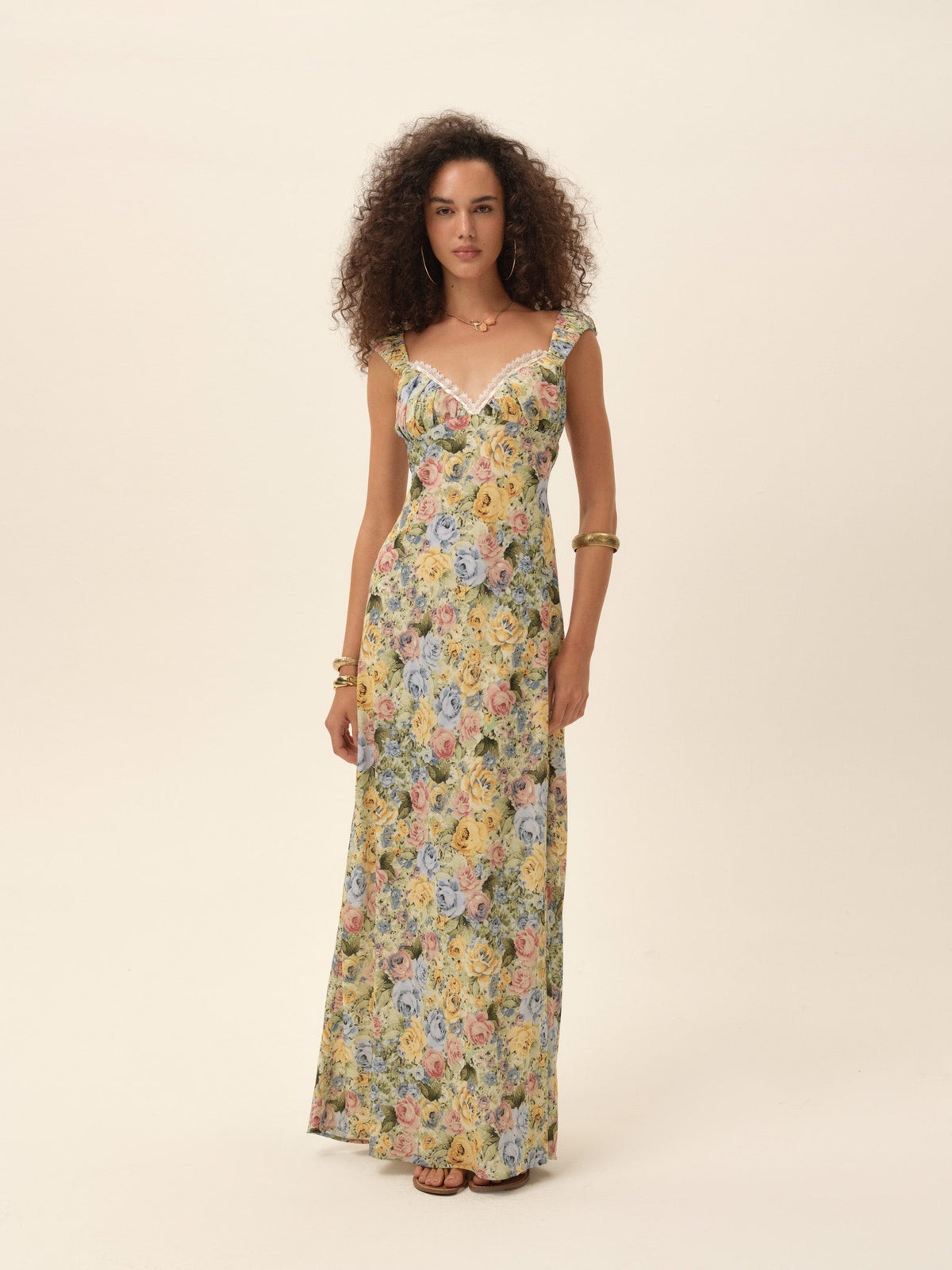 Emmaline Maxi Dress Yellow Blue - For Love & Lemons