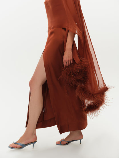 Margo Maxi Dress and Shawl Set Rust - For Love & Lemons